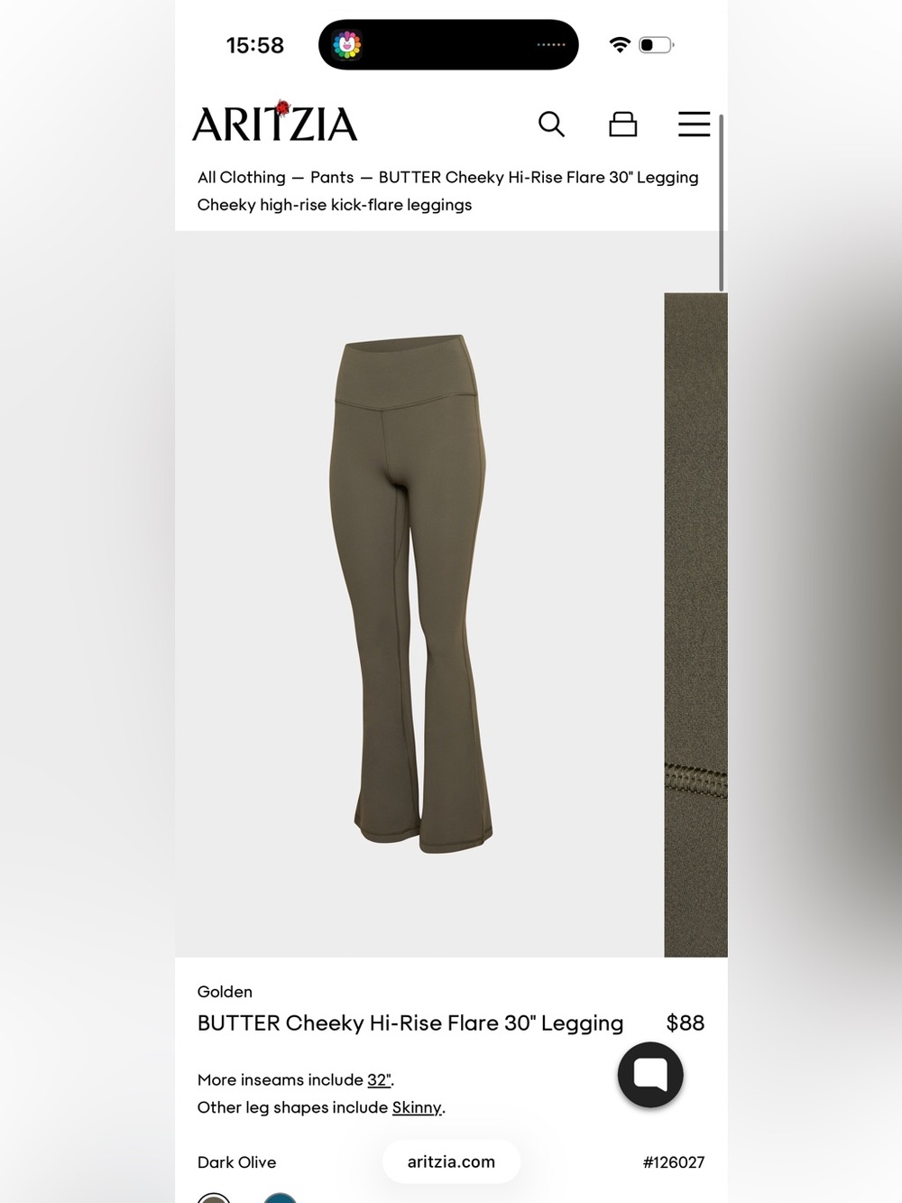 High-Waist Flared Active Leggings in Olive